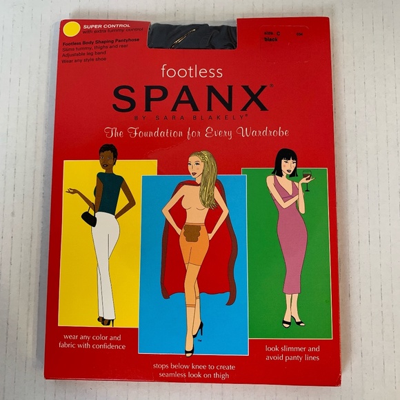 SPANX Other - Spanx Sara Blakely Size C Black Footless Bodyshaping Pantyhose Extra Tummy NEW
